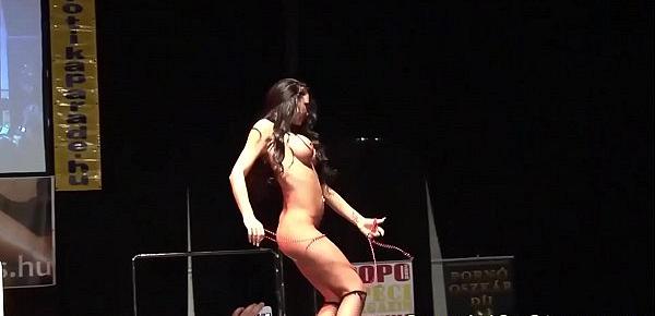  big boob flexi milfs stripping on public stage